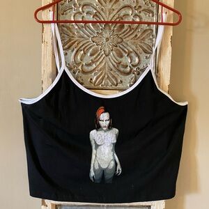 Marilyn Manson Dolls Kill Collab Black Graphic Crop Tank Top
